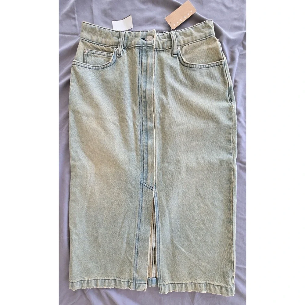 Plenty Jeans Midi Skirt Open Up Front W Sz 27 Y2K Grunge Preppy Bohemiem - Picture 1 of 14